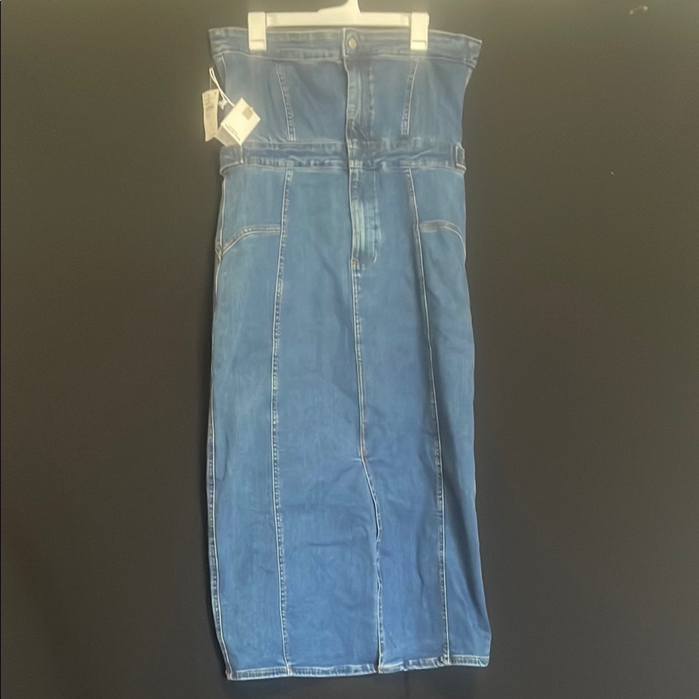 Good American Strapless Blue Midi Dress